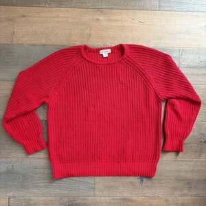 Vintage 90s Gap Clothing Co. Red Shaker Stitch Ramie Cotton Sweater Sz M